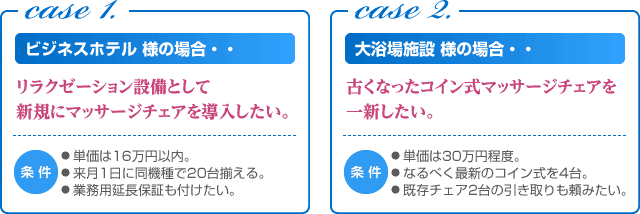 ビジネスホテル様、大浴場施設様の場合